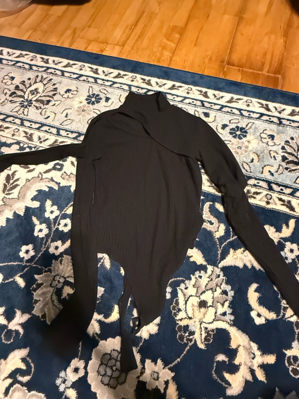 SO Black Ribbed Mock-Neck Long Sleeve Top